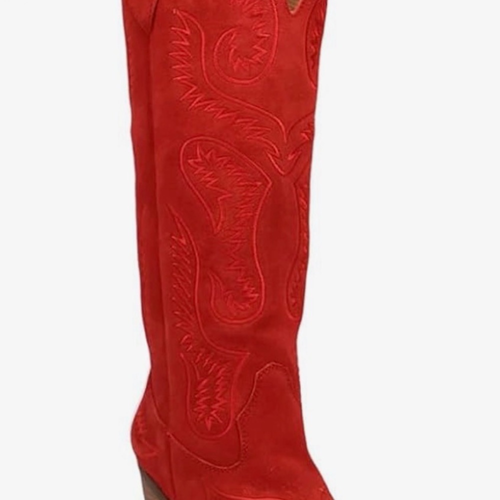 Red Western Cowboy Boots by Dingo, Suede, Evita. NIB. Women's Size 8 - Picture 3 of 13